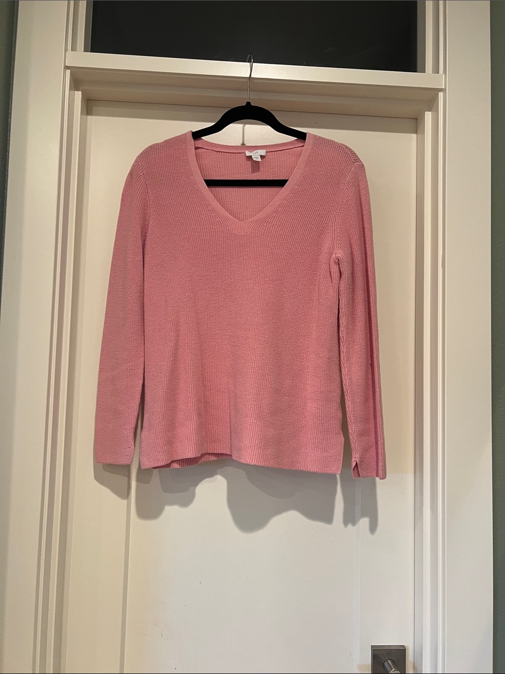 J. Jill Pink V-Neck Lightweight Knit Sweater